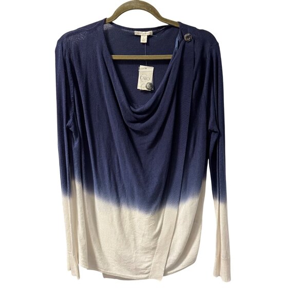 Cato Womens Dip Dye Ombre Long Sleeve Sweater L Navy & White sweater. NWT - Picture 1 of 11